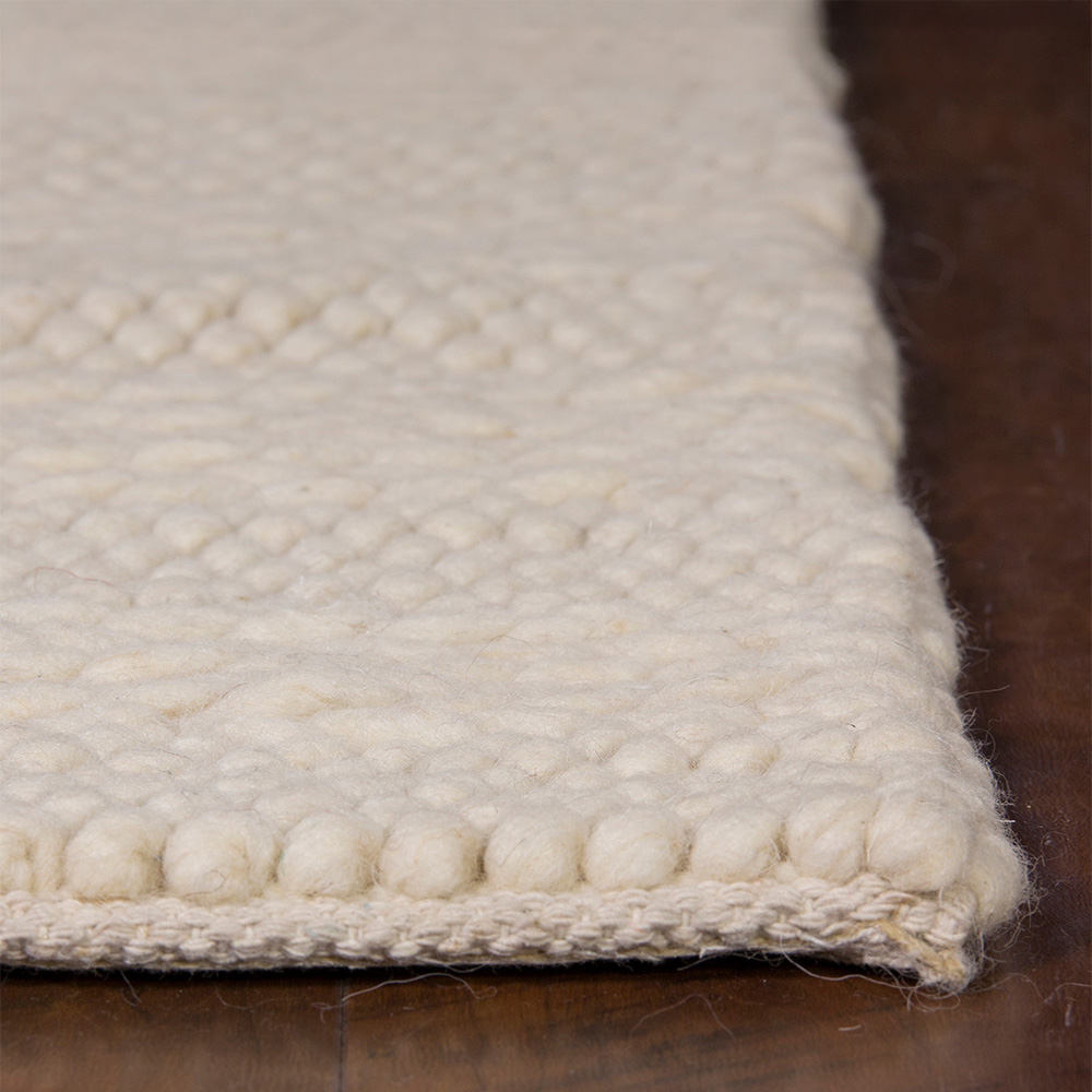 close up of thick white high pile rug