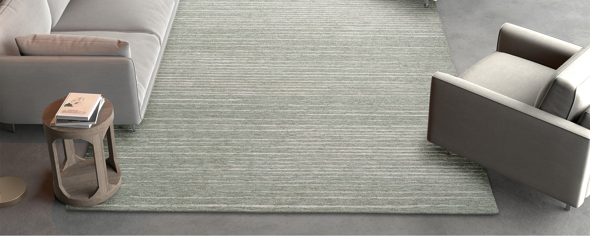 mild mid pile seafoam green striped rug