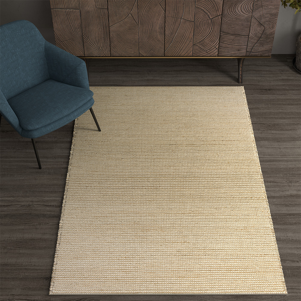 tradtional low pile flower pattern rug in blues and yellow
